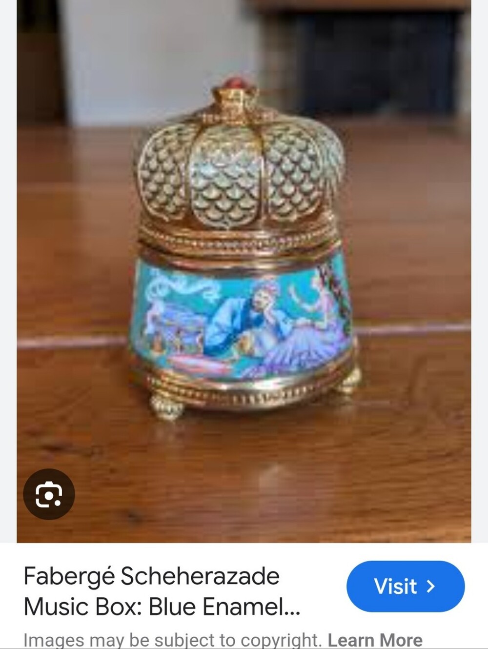 Fabergé-Style Blue Enamel Decorative Music Box